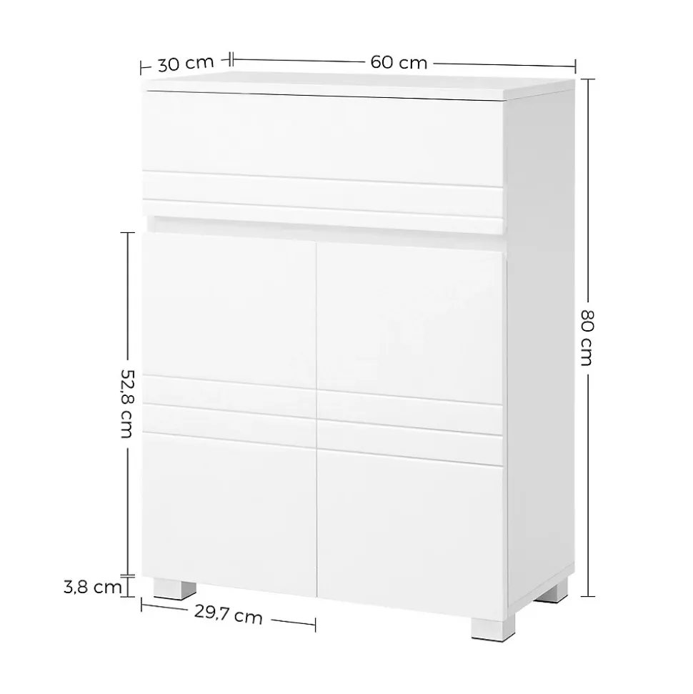 Petit meuble de rangement 1 tiroir et 2 portes blanc laqué - H80 cm