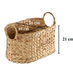Petit Panier en Jacinthe d'eau avec Poignées - H21 cm