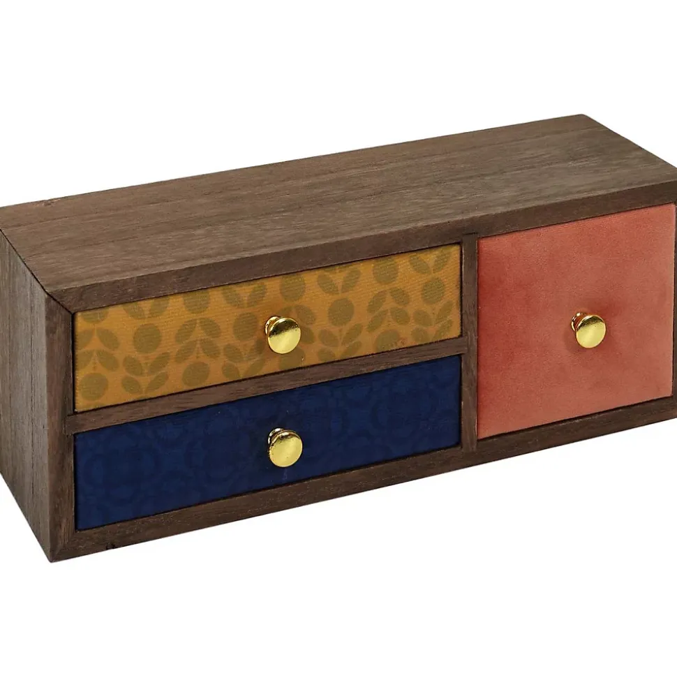 Petit rangement 3 tiroirs en velours coloré