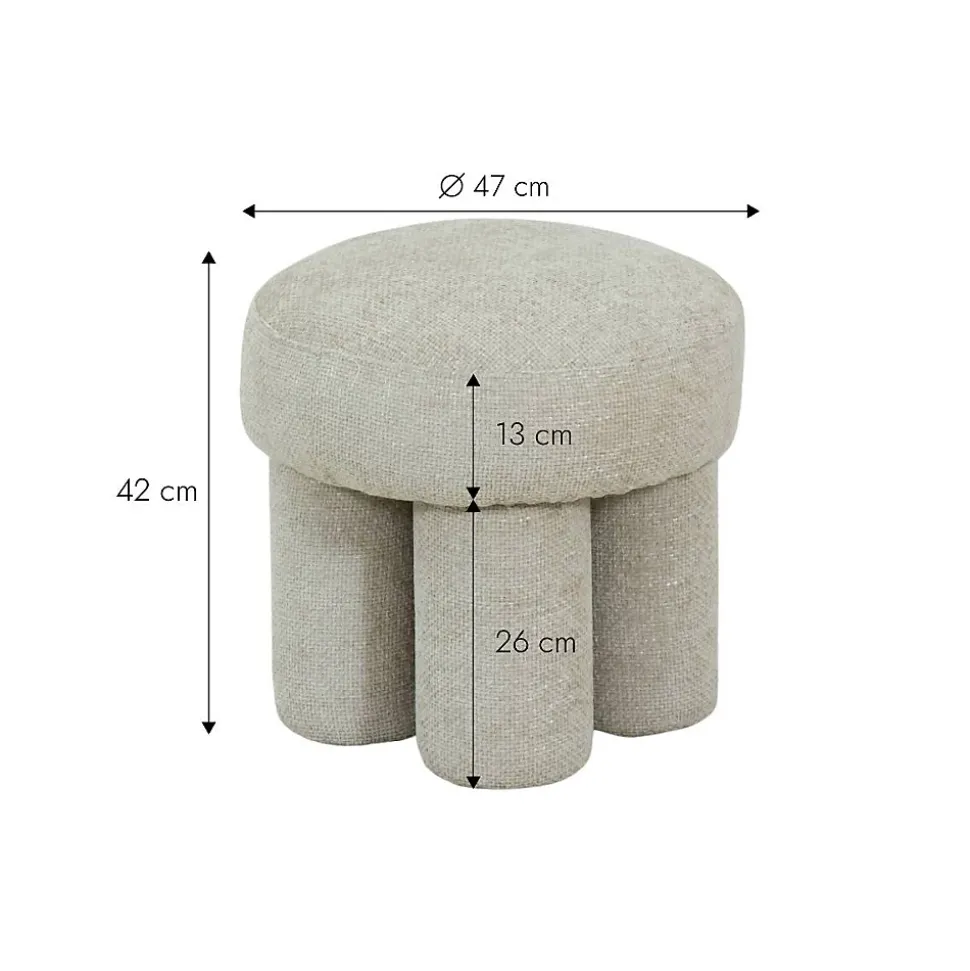 Petit tabouret en tissu écru Toby
