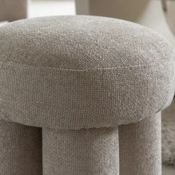 Petit tabouret en tissu écru Toby