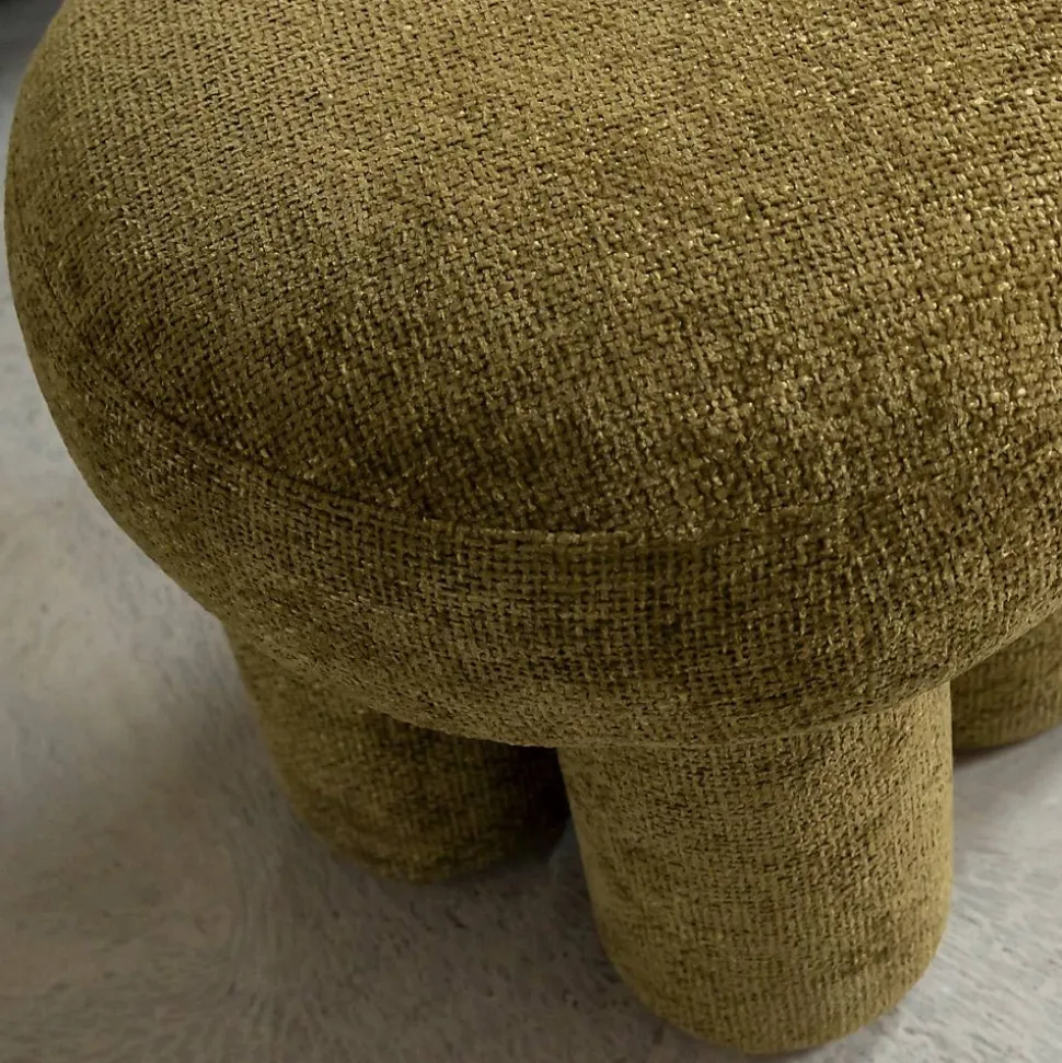 Petit tabouret en tissu kaki Toby