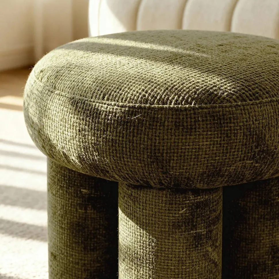 Petit tabouret en tissu kaki Toby