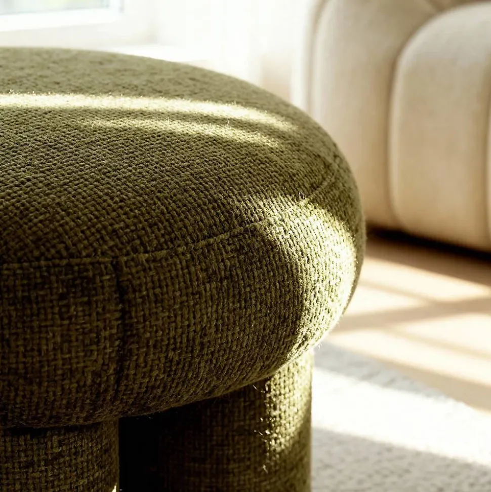 Petit tabouret en tissu kaki Toby