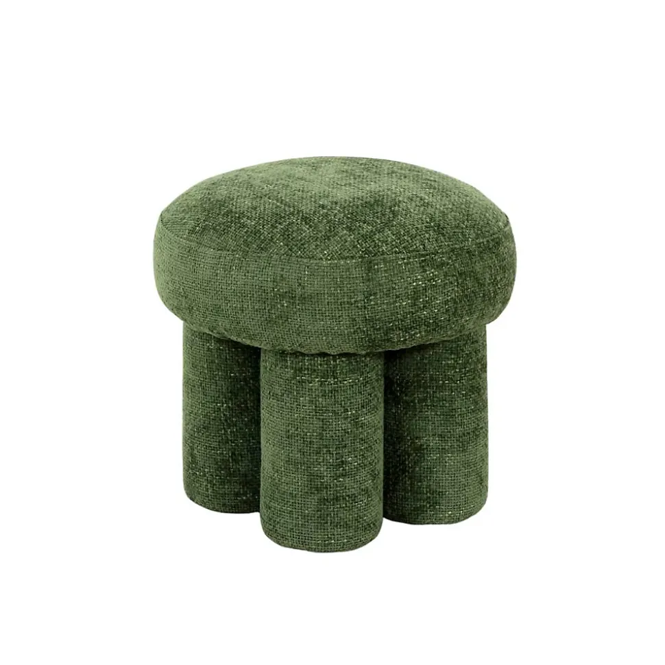 Petit tabouret en tissu vert Toby