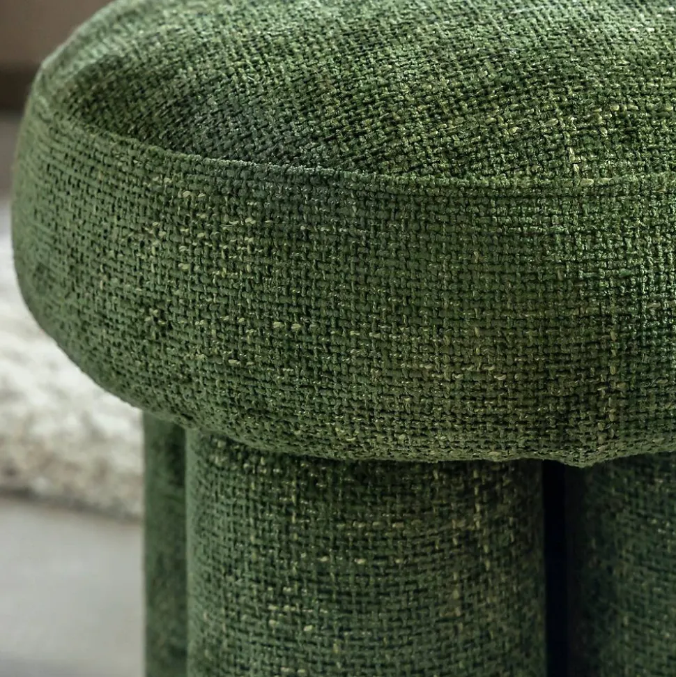 Petit tabouret en tissu vert Toby