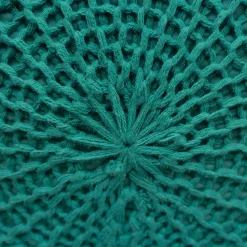 Petit tabouret tricot en coton vert céladon - Lisa