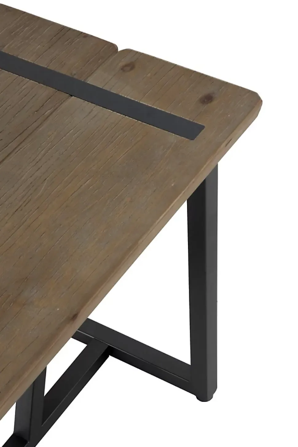 Petite banquette métallique avec assise en bois