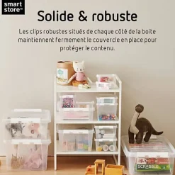 Petite Boîte carrée transparente 3 litres Classic 3 - Clips Blancs