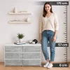 Petite Commode AKORD CL100 Blanche 100 cm 6 tiroirs façade Béton 100x35x57 cm