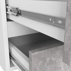 Petite Commode AKORD CL100 Blanche 100 cm 6 tiroirs façade Béton 100x35x57 cm