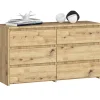 Petite Commode AKORD CL100 Chêne Artisan 100 cm 6 tiroirs façade Chêne Artisan 100x35x57 cm