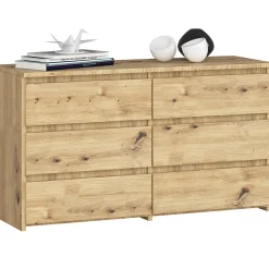 Petite Commode AKORD CL100 Chêne Artisan 100 cm 6 tiroirs façade Chêne Artisan 100x35x57 cm