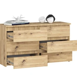 Petite Commode AKORD CL100 Chêne Artisan 100 cm 6 tiroirs façade Chêne Artisan 100x35x57 cm