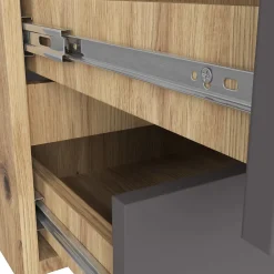 Petite Commode AKORD CL100 Chêne Artisan 100 cm 6 tiroirs façade Gris Graphite 100x35x57 cm