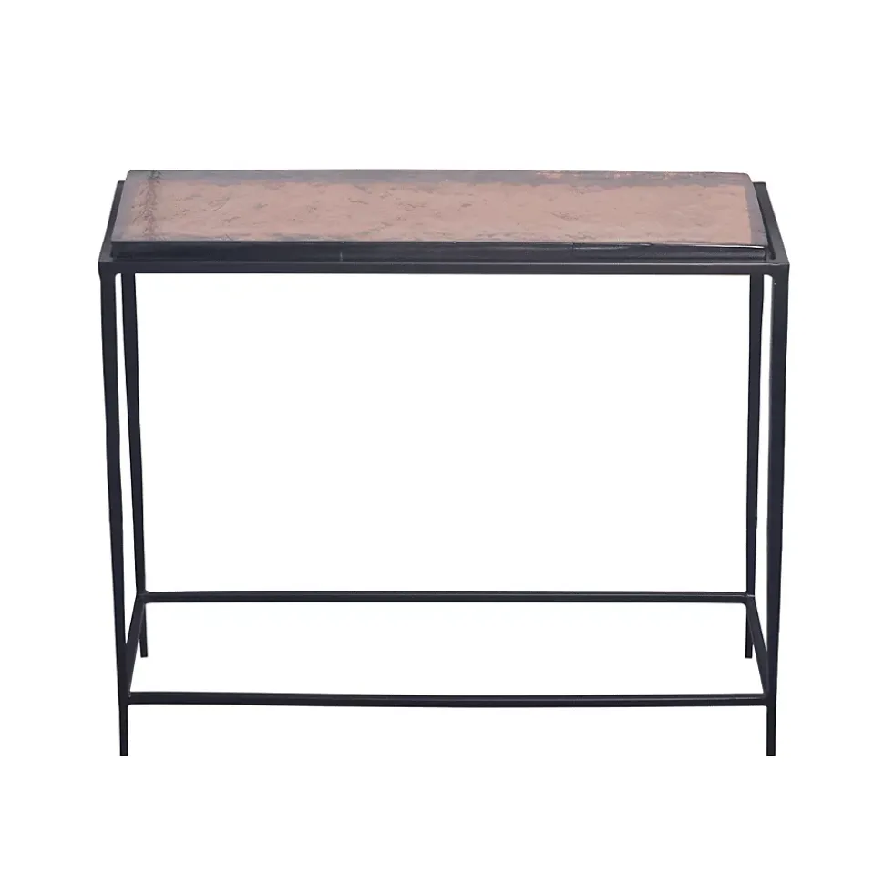 Petite console en verre fumé et métal L80 cm IGLOO