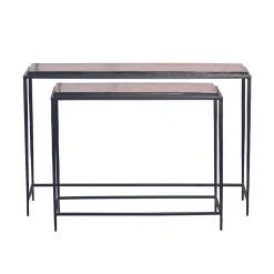 Petite console en verre fumé et métal L80 cm IGLOO