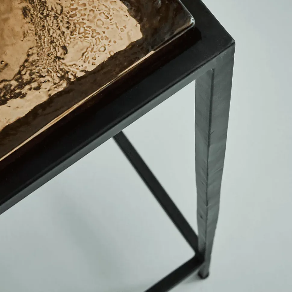 Petite console en verre fumé et métal L80 cm IGLOO
