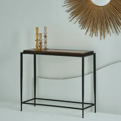 Petite console en verre fumé et métal L80 cm IGLOO