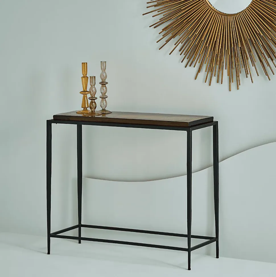 Petite console en verre fumé et métal L80 cm IGLOO