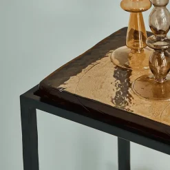 Petite console en verre fumé et métal L80 cm IGLOO