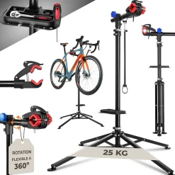 Pied d'atelier vélo en acier enduit de poudre support de montage pliable pour tous les modèles courants TECTAKE