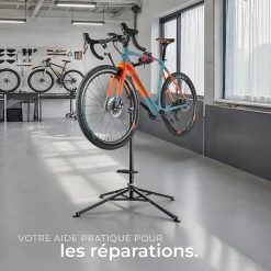 Pied d'atelier vélo en acier enduit de poudre support de montage pliable pour tous les modèles courants TECTAKE