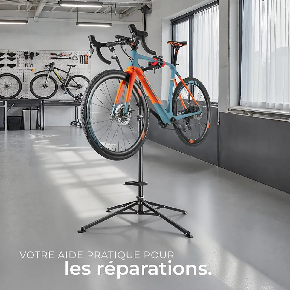 Pied d'atelier vélo en acier enduit de poudre support de montage pliable pour tous les modèles courants TECTAKE