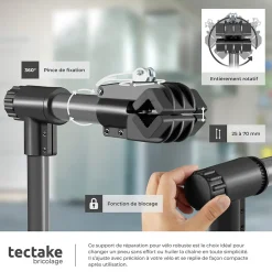 Pied d'atelier vélo en acier enduit de poudre support de montage 90 cm x 60 cm x 155 cm TECTAKE