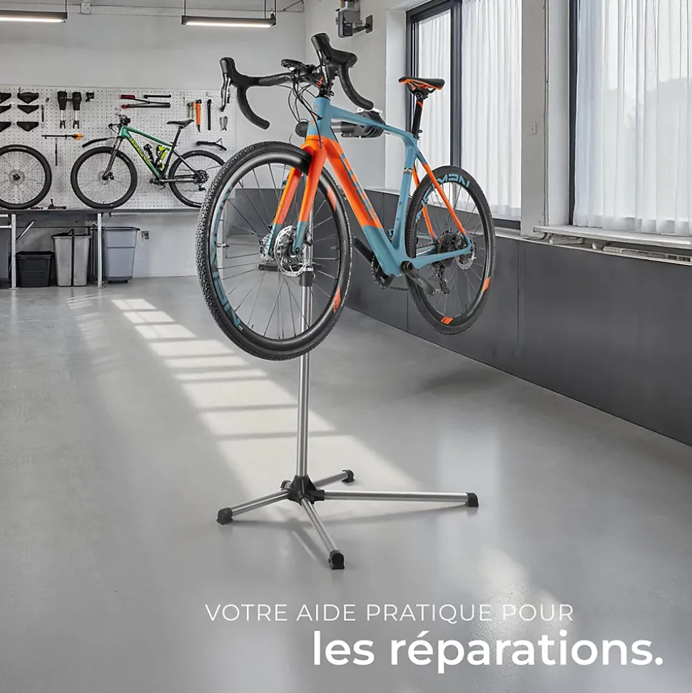 Pied d'atelier vélo en acier enduit de poudre support de montage 90 cm x 60 cm x 155 cm TECTAKE
