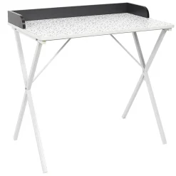 PINTO - Bureau Blanc Motifs Eclats Rebord Noir