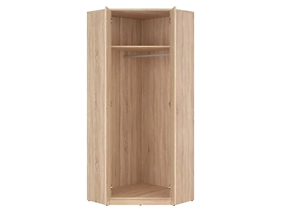 Placard armoire d'angle de 2 portes coloris Chêne sonoma - Longueur 79,5 x Largeur 79,5 x Hauteur 197 cm