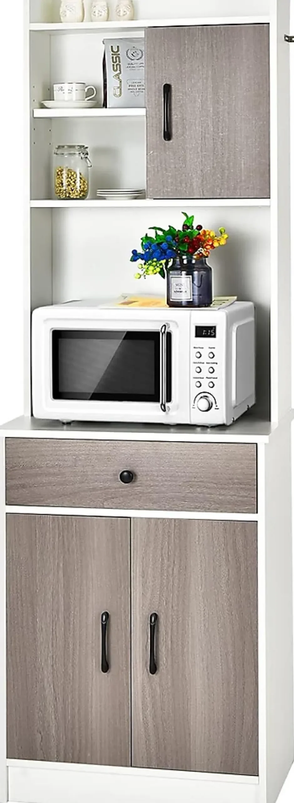 Placard de Rangement avec Stockage a Plusieurs Niveaux avec Trous de Cable Armoire de Rangement avec Etagere Reglable