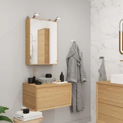 Plan de toilette GoodHome Avela placage chêne 60 cm