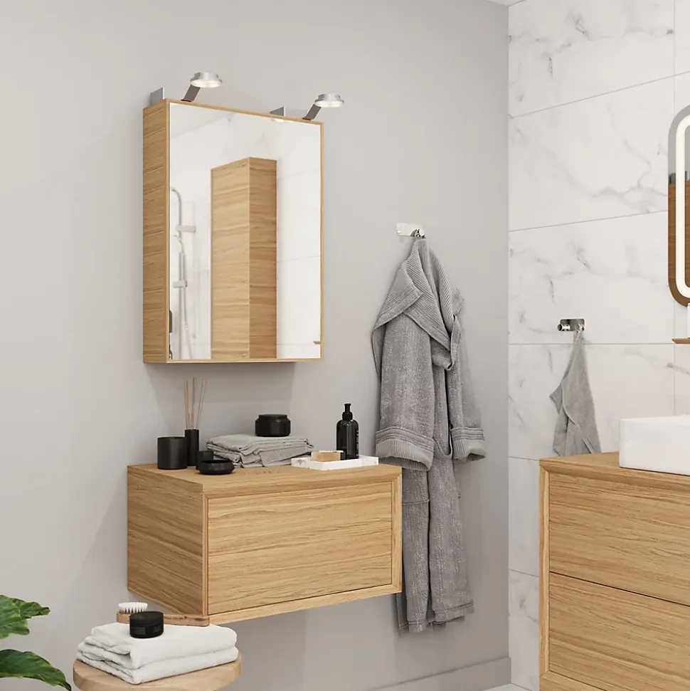 Plan de toilette GoodHome Avela placage chêne 60 cm