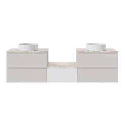 Plan de toilette L.60 x l.45 x ép.2 cm, effet marbre beige, Cadélia