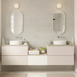 Plan de toilette L.60 x l.45 x ép.2 cm, effet marbre beige, Cadélia
