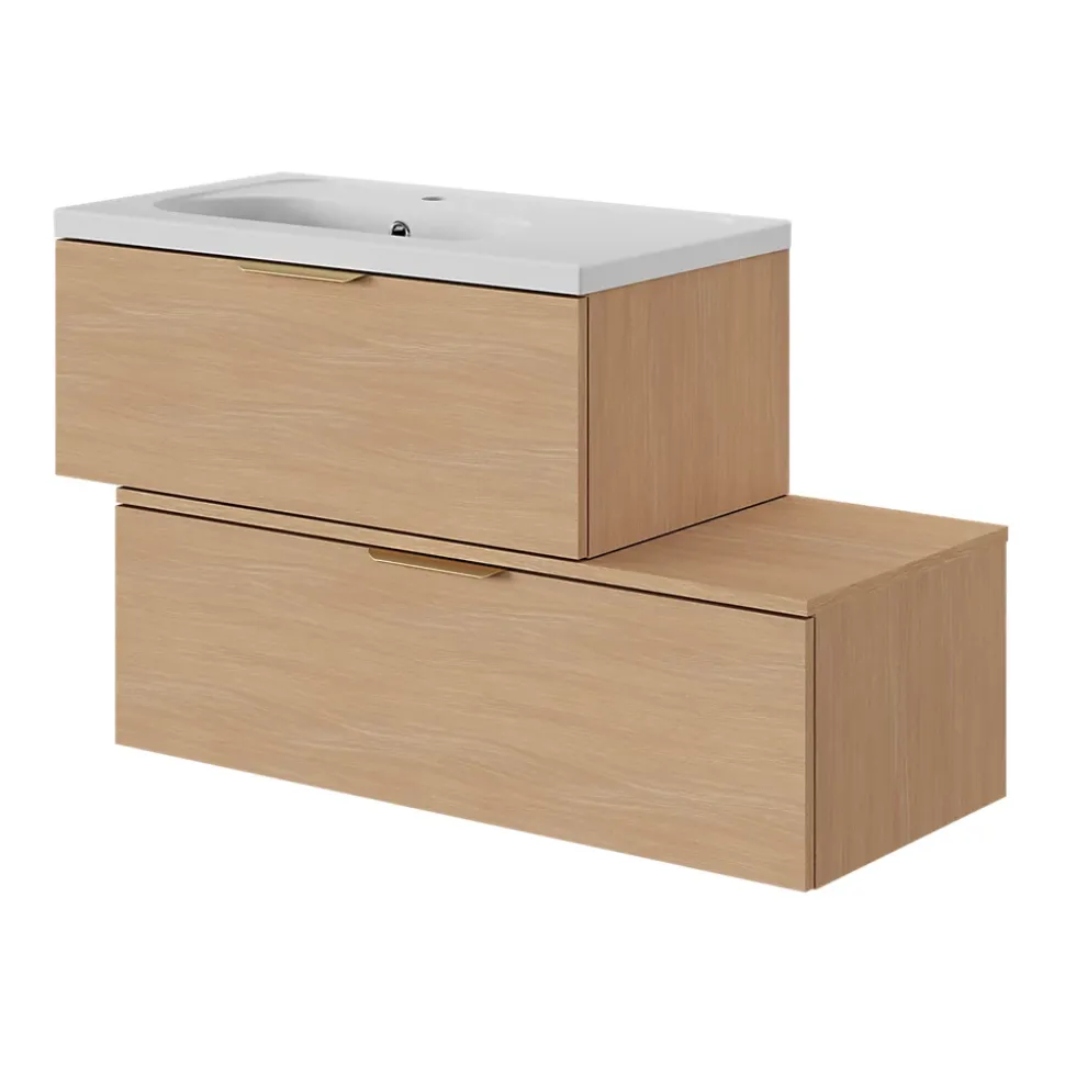 Plan de toilette L.100 x l.45 x ép.18 cm effet chêne Kentia