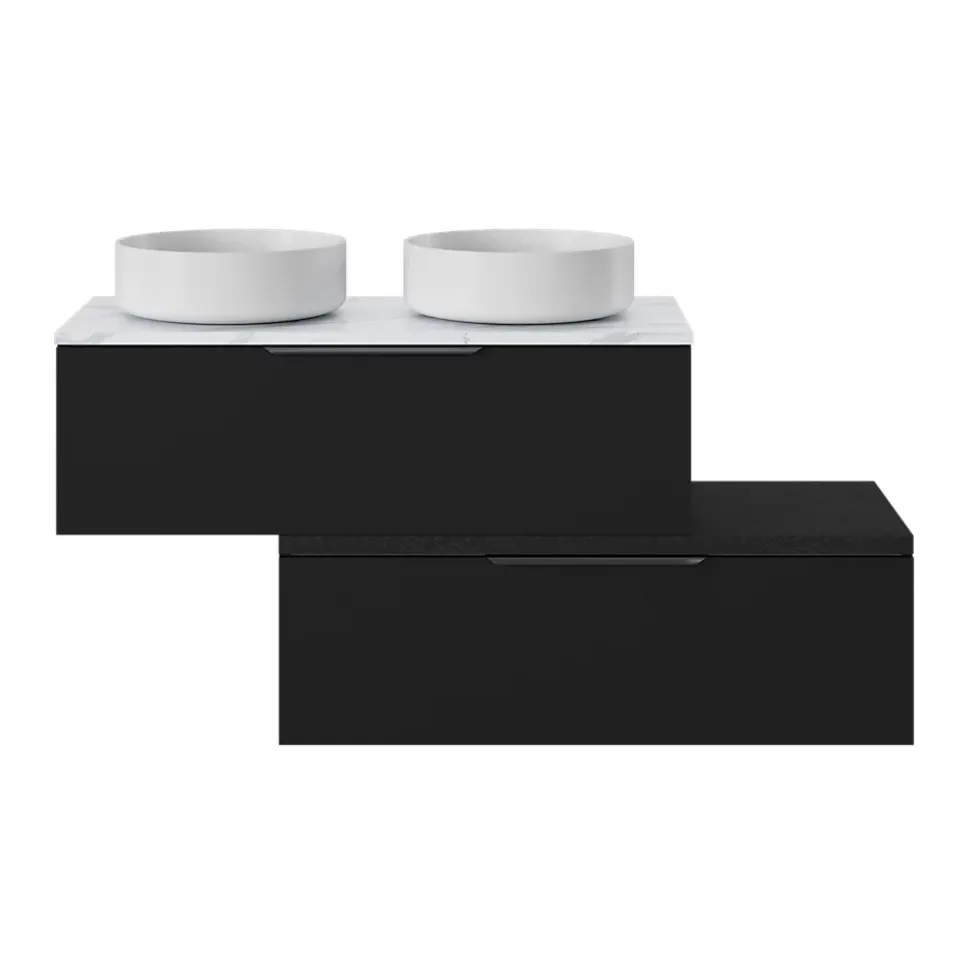Plan de toilette L.100 x l.45 x ép.1,8 cm, noir mat, Kentia