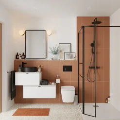 Plan de toilette L.80 x l.45 x ép.2 cm effet granit gris Cadélia