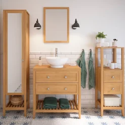 Plan de toilette placage chêne L.80,4 x l.45,2 x ép.2,8 cm, GoodHome Perma