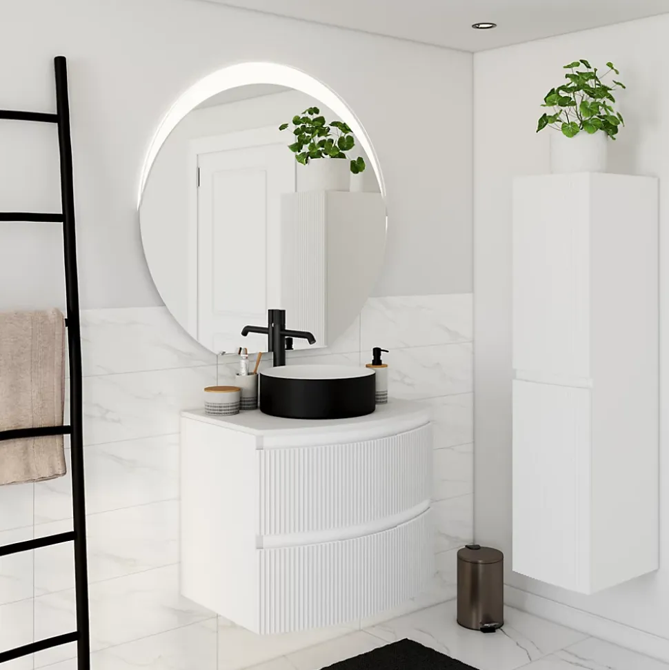 Plan de toilette pour vasque à poser Vague blanc mat 69,4 cm