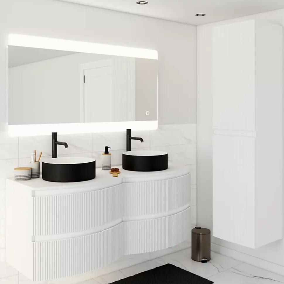 Plan de toilette pour vasque à poser Vague blanc mat 137,8 cm