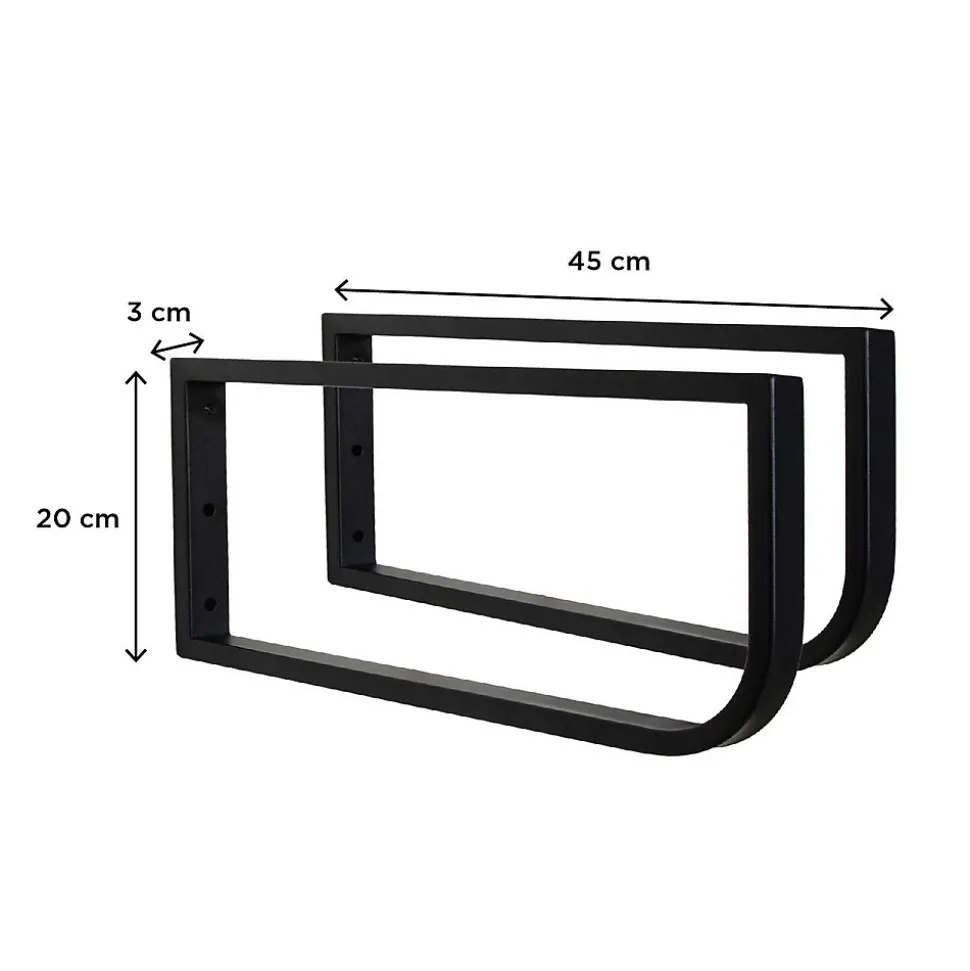 Plan de toilette suspendu pour vasque WILL - 120 cm avec équerres noires