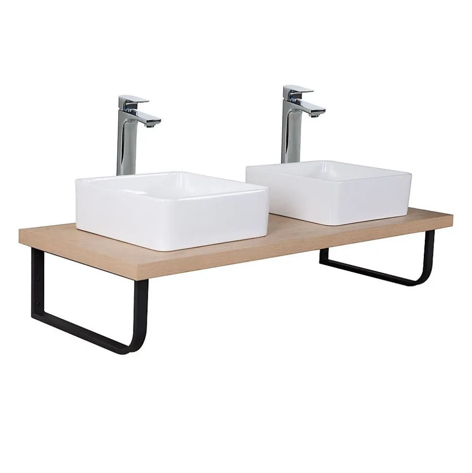 Plan de toilette suspendu pour vasque WILL - 120 cm avec équerres noires