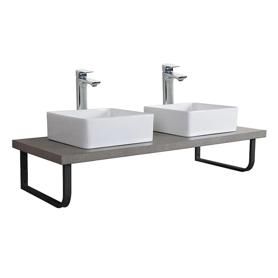 Plan de toilette suspendu pour vasque WILL - 120 cm avec équerres noires