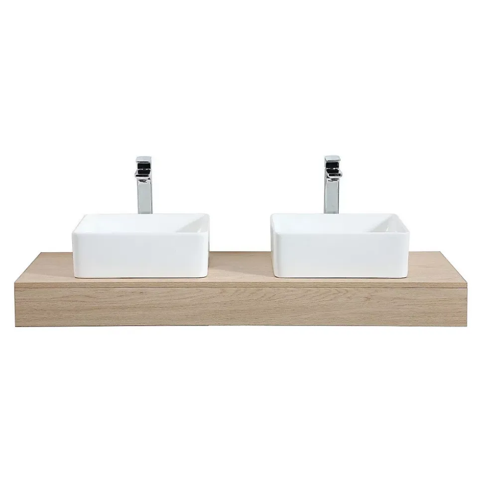 Plan de toilette suspendu pour vasque WILL - 120 cm - Ep. 12 cm - Décor Chêne