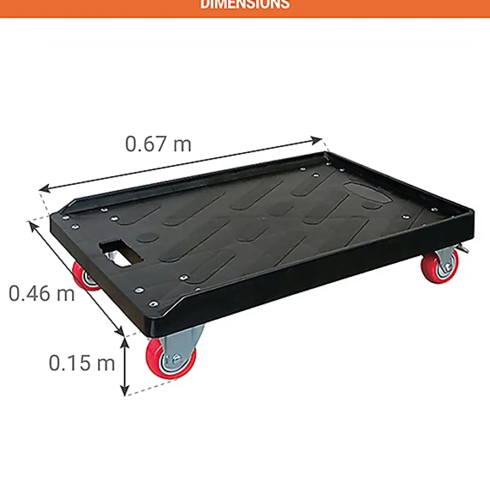 Plateau 3 rebords avec 2 roues pivotantes - Charge max. 300kg - PPR30