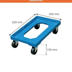 Plateau 4 roues pivotantes - Charge max 250kg - PD250B
