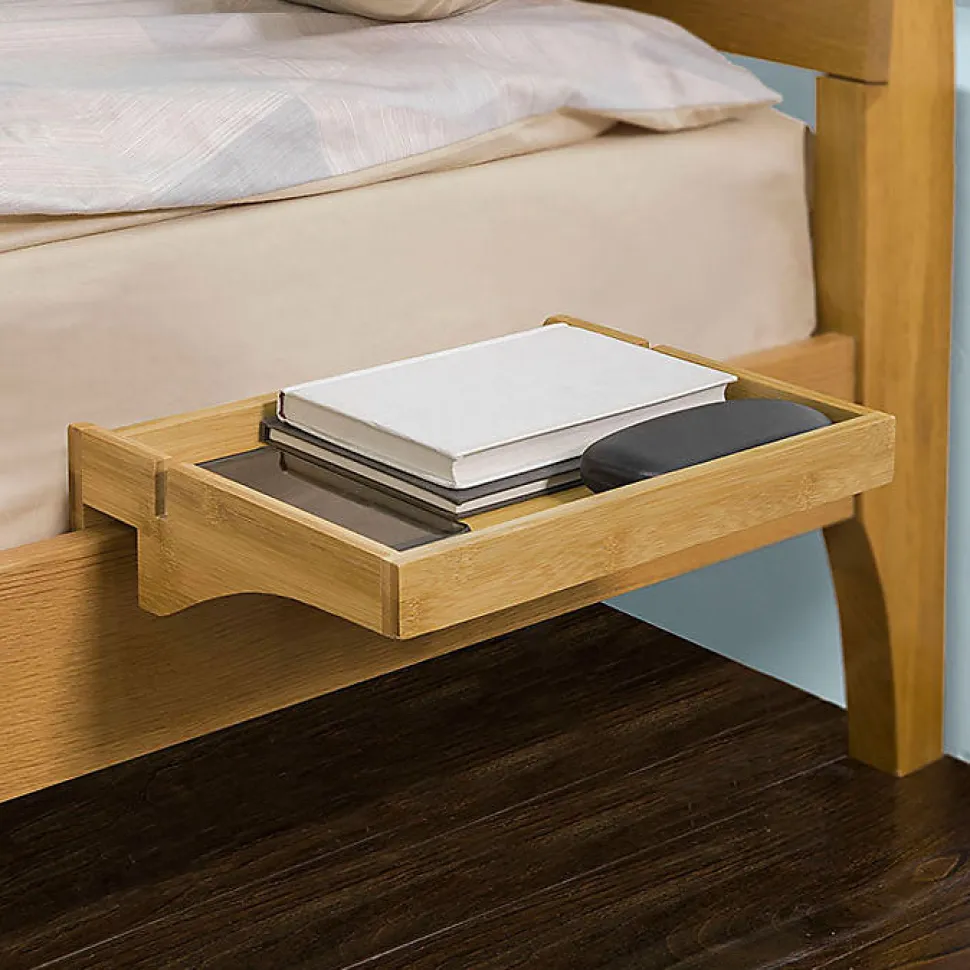 Plateau en Bambou Amovible avec Encoches pour Câbles, pour Livres et Smartphones, Adapté aux Cadres de 1 à 3 cm, Naturel